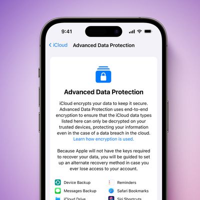 Apple advanced security Advanced Data Protection screen Feature Purple