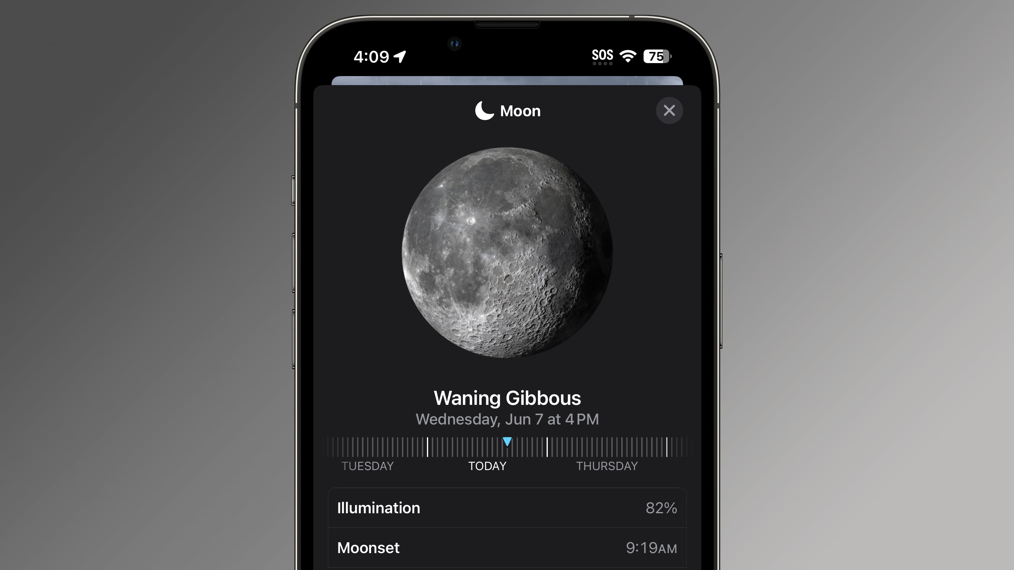 ios 17 weather app moon